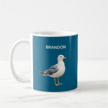 Seagull Bird Beach Ocean Coast Blue Watercolor
