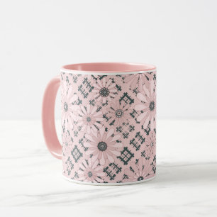 Mug Seamless abstract moderne checkered plaid floral p