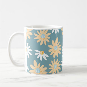 Mug Seamless daisies pattern in small naive wild flowe