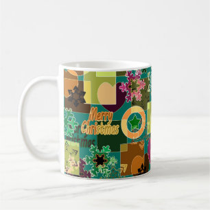Mug Seamless Merry Christmas Snowflake dark green colo