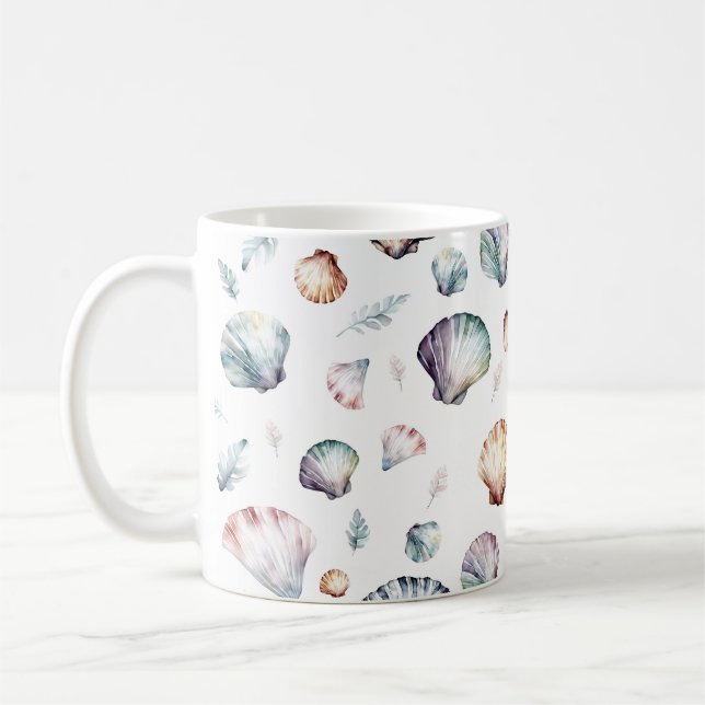 Mug Seashell Ocean Beach Sea Shell Design 358 (Gauche)