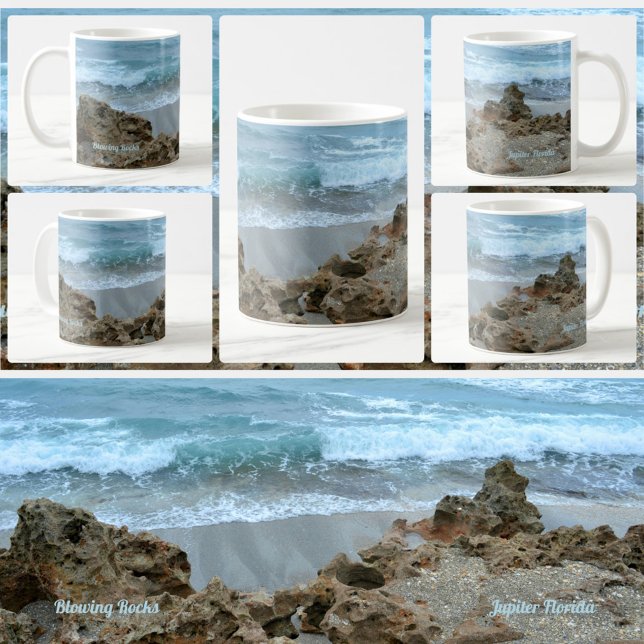Mug Seashore soufflant des roches Jupiter FL Photograp (Créateur téléchargé)