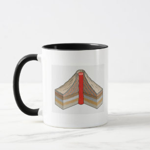 Mug Section transversale d'un volcan de cendre-cendre