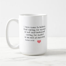 Mug Self Care, citation Audre Lorde / WWC Logo