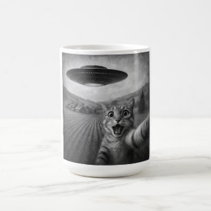 Mug Selfie De Chat Avec Alien UFO Drôle Cadeaux De Cha