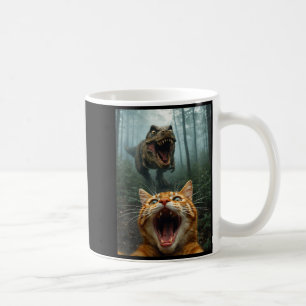Mug Selfie de chat orange avec T-Rex dinosaure drôle h