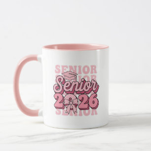 Mug Senior 2026 Promotion 2026 Nœud Rose Coquette Dipl