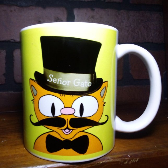 Mug Señor Gato Cartographie Mustache Chat Top Chapeau  (Créateur téléchargé)