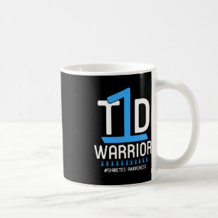 Mug Sensibilisation au diabète Ruban bleu T1D Guerrier