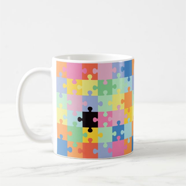 Mug Sensibilisation sur l'autisme de pièces de puzzle  (Gauche)