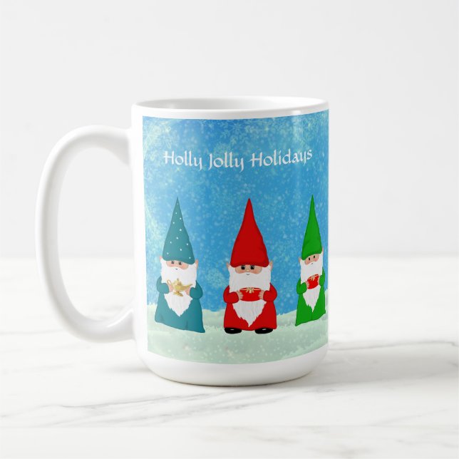 Mug Sept nains de Noël sur fond bleu clair (Gauche)
