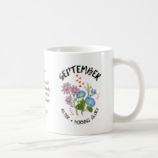 Mug SEPTEMBRE Fleur du mois de naissance personnalisée (Droite)