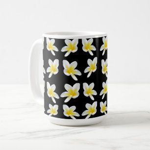 Mug Sérénade Printemps : Frangipanis Jaune Sur Noir,