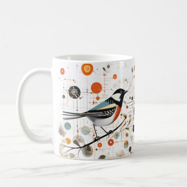 Mug Serene Bird en Branche au milieu de cercles harmon (Gauche)