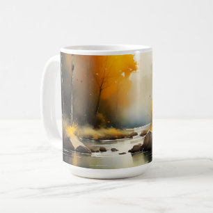 Mug Sérénissime peinture paysage de rivière d'automne