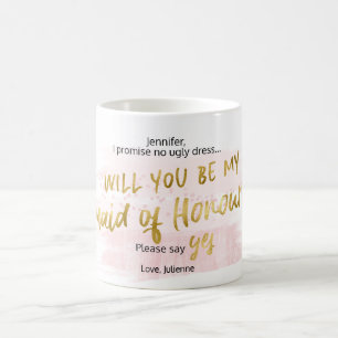 Mug Serez-vous ma Demoiselle d'Honneur Blush Aquarelle