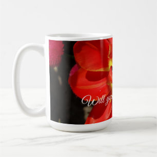 Mug Serez-vous ma fille à fleurs, Fleur de tulipe roug