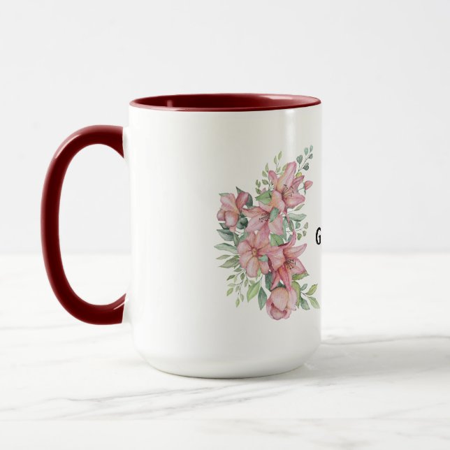 Mug Serre de fleurs rose de luxe Meilleure maman Jamai (Gauche)