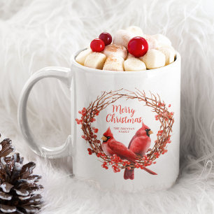 Mug Serre de Noël Festive Cardinal Rouge Script