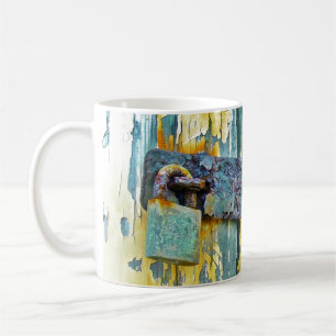 Mug Serrure rustique bleu en détresse Bois de grange P