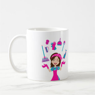 Mug Service de nettoyage de maison de dessin animé cou
