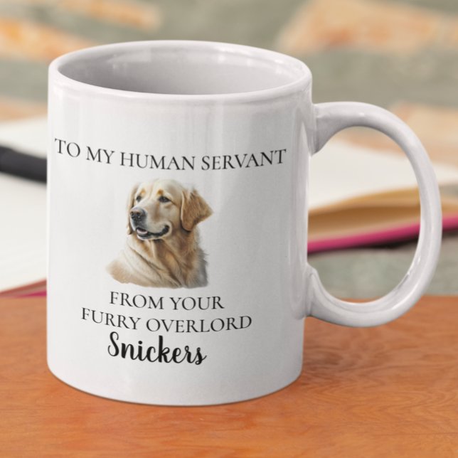 Mug Serviteur Humain Funny Golden Retriever Aquarelle (Créateur téléchargé)