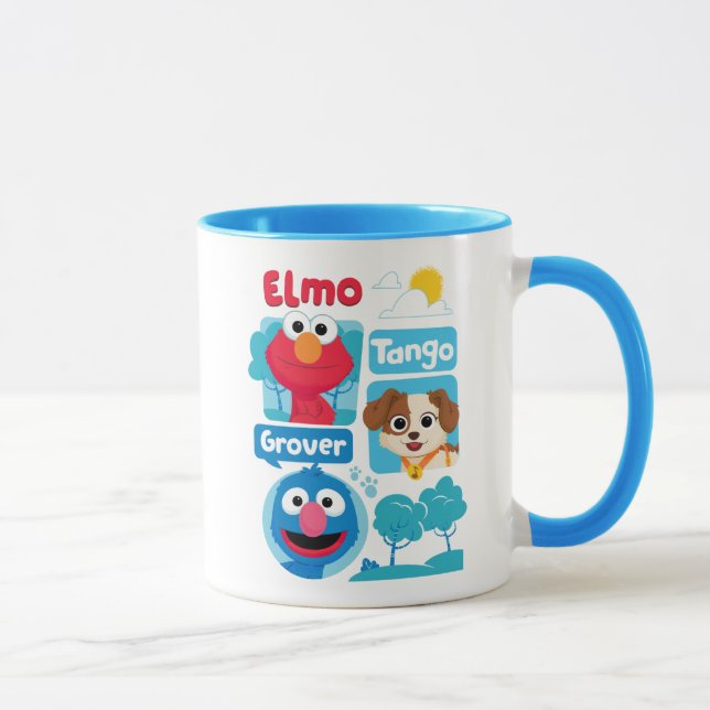 Mug Sesame Street | Graphisme du parc d'Elmo, Tango et (Droite)