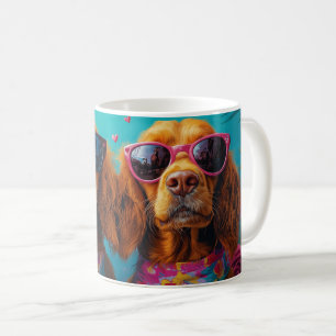 Mug Setter Rouge Irlandais avec Roses de la Saint-Vale