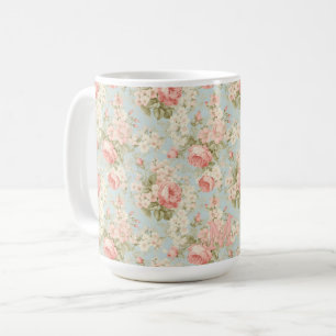 Mug Shabby Chic Vintage Roses Roses Floral Monogramme