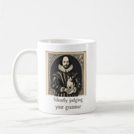 Mug Shakespeare & Chat Juge Silencieusement Grammaire