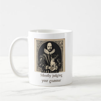Mug Shakespeare & Chat Juge Silencieusement Grammaire