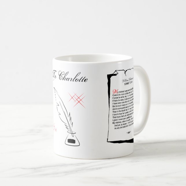 Mug Shakespeare Sonnet 130 (Devant droit)