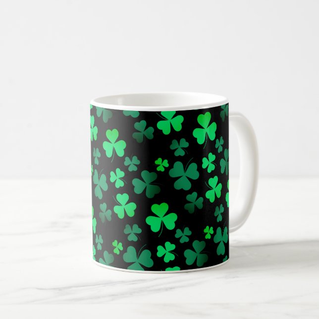 Mug Shamrock Clover Irlande Irish Modern Green & Black (Devant droit)