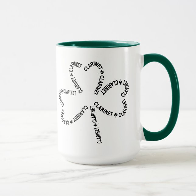 Mug Shamrock de texte Clarinet (Droite)