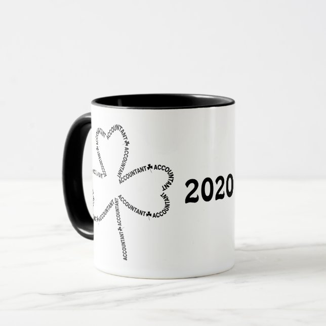 Mug Shamrock de texte comptable (Devant gauche)