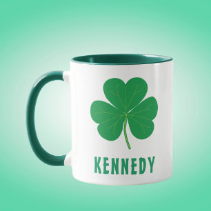 Mug Shamrock Green Clover Irlande Nom personnalisé irl