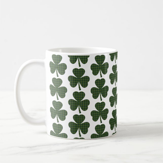 Mug Shamrock Shape Plaid Green Evergreen (Gauche)