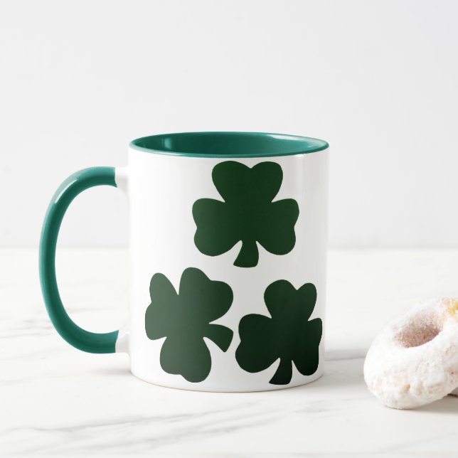 Mug Shamrocks vert foncé (Avec donut)