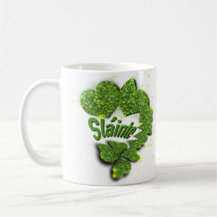 Mug Shamrocks verts Coeurs étincelants Shainte