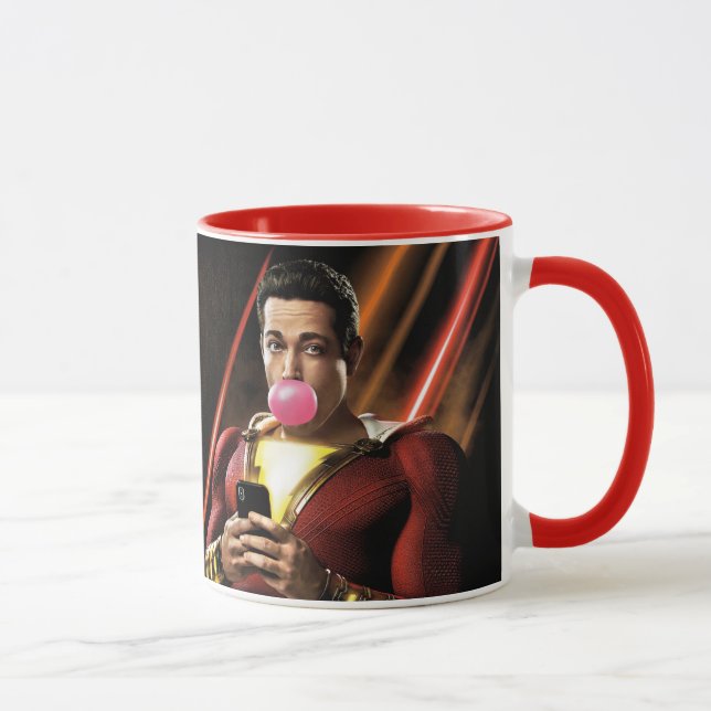 Mug SHAZAM ! | Shazam soufflant la bulle gomme (Droite)
