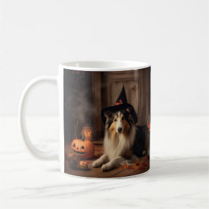 Mug Shetland Sheepdog Citrouille Halloween effrayant
