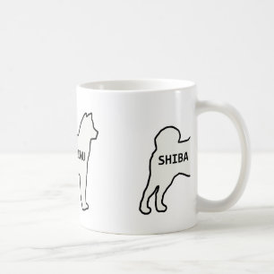 Mug Shiba Inu nom crème silhouette