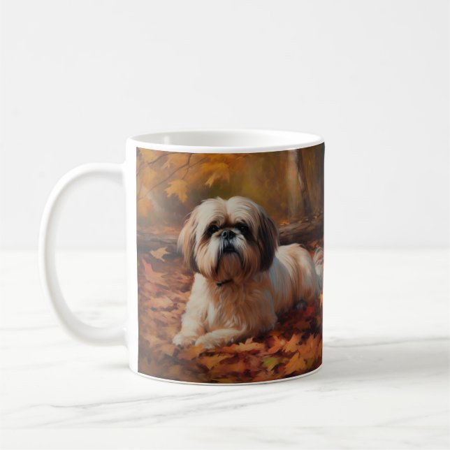 Mug Shih Tzu à l'automne Feuilles automne Inspire (Gauche)