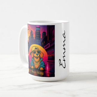 Mug Short King Dachshund Retro 80s Mug, Custom Name