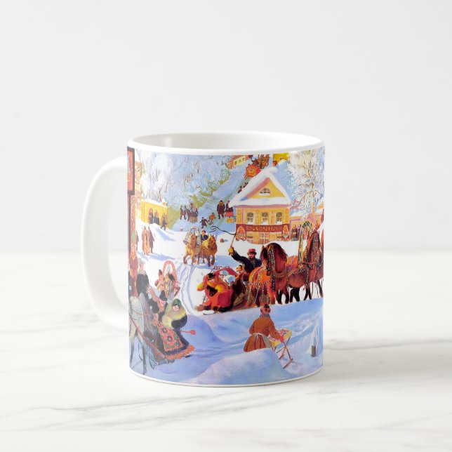 Mug "Shrove-Tide". Cadeau de Noël d'art russe (Devant gauche)