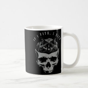 Mug Si ça rentre je m'assois Crâne de chat noir Humour