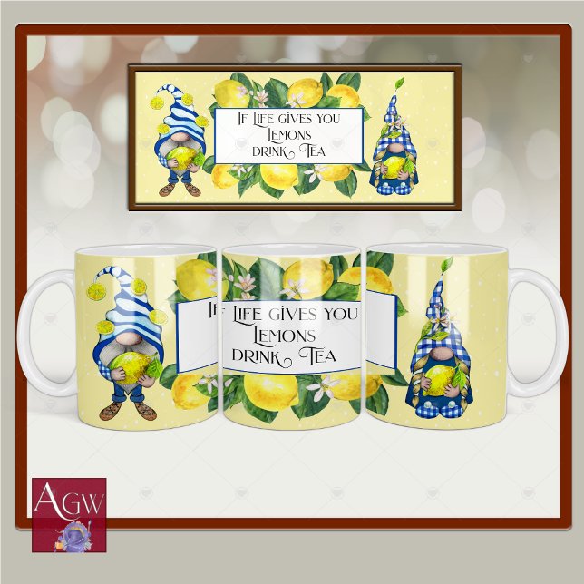 Mug Si live vous donne citrons gnomes jaune bleu (Créateur téléchargé)