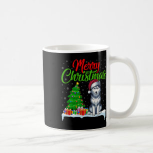 Mug Sibérie Husky Chien Noël Arbre Lumière Fantastique