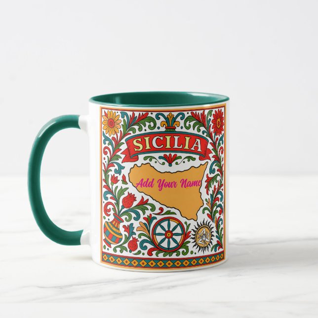Mug Sicilia Sicilian Design (customize with name) (Gauche)