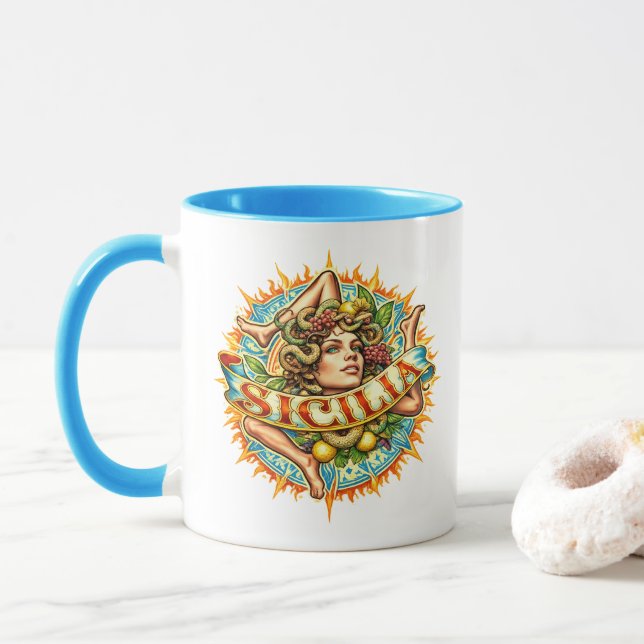 Mug Sicilia Trinacria Sun  (Avec donut)